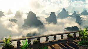 Download balcony free images from one of the best free stock photo sites. Alien Landscape Balcony Clouds Mountains Sun Sunlight Hd Wallpaper Nature And Landscape Wallpaper Better