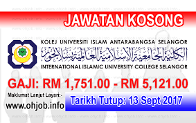 Berikut merupakan maklumat iklan kerja kosong yang ditawarkan oleh majikan terlibat. Jawatan Kosong Kuis Kolej Universiti Islam Antarabangsa Selangor 13 September 2017 Jawatan Kosong Kerajaan Swasta Terkini Malaysia 2021 2022