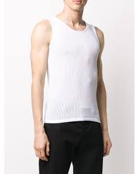 Black And White Striped Tank Top Mens Sandro White Fishnet Knit Vest Top For Men In 2020 Knit Vest Vest Top Tops