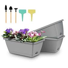 Taking the time to prepare your wood planters in the. Buy 3 Packs Window Box Planter 14 Inches Plastic Flower Vegetable Planter Boxes With Plant Label Garden Tools Rectangle Planter For Windowsill Patio Garden Indoor Outdoor Grey Online In Indonesia B08rs5j5tc