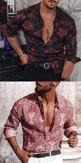 Floral Printed Long Sleeve Lapel Shirt Formal Mens Fashion Mens Casual Outfits Mens Streetwear