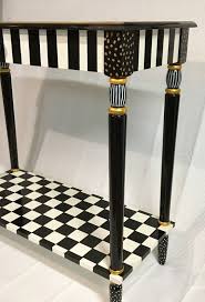 Black And White Striped Console Table Whimsical Painted Furniture Painted Console Table Whimsical Etsy Whimsical Furniture Whimsical Painted Furniture Diy Patio Furniture