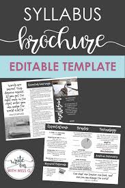 Visual Syllabus Brochure Editable Template By Write On With Miss G Teachers Pay Teachers Visual Syllabus High School Classroom Syllabus