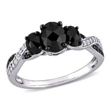 A black diamond engagement ring is an exciting twist on the classic white or colorless diamond. Black Diamond 3 Stone Twist Engagement Ring In 10k White Gold