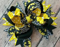 Black And Yellow Hair Bow Large Batman Hair Bow Black And Yellow Batman Bow Superhero Bow Super Hero Hair Bow Boutique Bow Comi Boutique Bows Stacked Hair Bow Stacked Boutique Bows