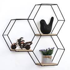 8 x 9 these hexagon are the perfect piece for any space in your home. Haitral 3 7 X 12 5 X 16 Hexagon Metal Floating Shelves Black Walmart Com Walmart Com