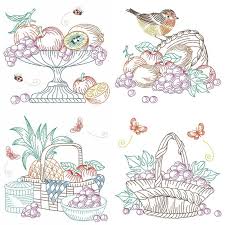 Assortment of fresh and ripe autumn vegetables and fruits on a rustic wooden table. Vintage Fruit Baskets 2 Set 10 Designs 3 Sizes Products Swak Embroidery