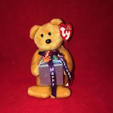 Beanie Baby Happy Birthday Bear Ty Beanie Baby Mini Baby Happy Birthday Bear Holding Present 2004 Ty Baby Beanie Happy Birthday Bear Ty Beanie