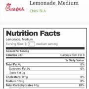 user added chick fil a chick fil a lemonade calories