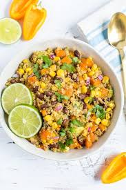 Ingredients for vegan quinoa salad. Southwestern Quinoa Salad