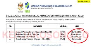 Jawatan kosong terkini fama 2011. Jawatan Kosong Lembaga Pemasaran Pertanian Persekutuan Fama