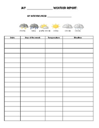 Monthly Weather Chart By Dreking Teachers Pay Teachers