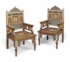 A Pair Of Mother Of Pearl Inlaid Chairs Signed Habib Ibrahim Egypt Dated Ah 1327 1909 10 Ad Chair Antique Chinese Furniture Furniture