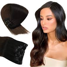 Find your perfect match with our dark brown/light brown ombre hair extensions (#4/8). Sunny Ombre Hair Extensions Clip In Human Hair 14inch Black With Dark Brown Ombre Clip In Human Hair Extensions Full Head Clip On Silky Straight Hair 7pcs 100g Buy Online In Morocco At