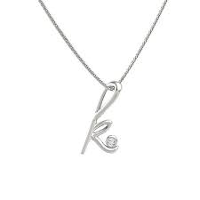 14k White Gold Pendant With Diamond Love Letters K Pendant With Gem Gemvara
