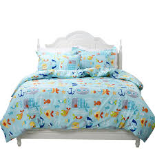 Cool blue and white tree branches comforter set! Brandream Kids Bedding Sets Ocean Blue Fishes Bedding 100 Cotton Duvet Cover Set 3 Piece California King Size No Comforter Included Buy Online In Brunei At Brunei Desertcart Com Productid 116771991