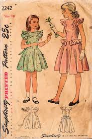 1940s Simplicity 2242 Vintage Sewing Pattern Girls Party Dress With Peplum Size Vintage Girls Dress Pattern Vintage Childrens Clothing Vintage Sewing Patterns