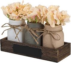 Create a stunning tablescape with elegant centerpiece bowls. Amazon Com Kinetics Mason Jar Dining Table Centerpiece With Blackboard Label Ideal For Dining Room Table Kitchen Living Room Or Coffee Table Decor Wooden Tray Beautiful Flowers Decoration Home Improvement