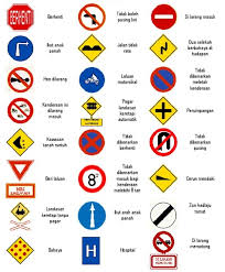 Keberadaan rambu lalu lintas wajib ditaati. Simbol Jalan Raya