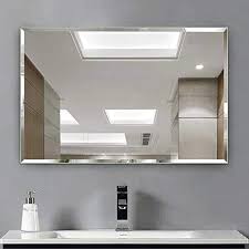 Amazon Com Hans Alice Beveled Bathroom Mirrors Wall Mounted Modern Frameless Mirror For B Beveled Mirror Bathroom Mirror Wall Bathroom Bathroom Mirror Design