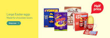 Half Price Easter Eggs Banner From Tesco Web Digital Banner Online Marketing Retail Easter Chocolate Sale Grocery Online Grocery Supermarket