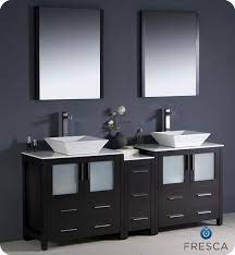 Fresca Torino 72 Gray Modern Double Sink Bathroom Vanity W Side Cabinet Vessel Sinks