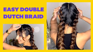 Finish the look by looping the ponytail hair and securing with a fun ribbon that you leave with long ends. How To Double Dutch Braid Super Quick Easy Braided Hairstyle Hair Tutorial Be Beautiful Youtube