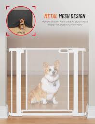 Through Walk Easy Mounted Pressure Hallway Doorways For Gate Dog Mesh 37 8 Inch Wide Extra Stairs For Gate Baby Ohgeni Safety Metal Gate Fence Puppy Pet Tall Adjustable Toddler Kids For Gate Child