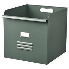 Rejsa Box Gray Green Metal Width 7 Ikea In 2020 Kallax Shelving Unit Ikea Storage Boxes Kallax
