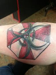 Fabulous grey ink evil skull and demon tattoo design. Umbrella Corporation Tattoo Tattoos Tattoos And Piercings Resident Evil Tattoo