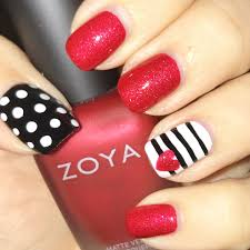 Black And Red Design Nails Black Red Valentine Nails Zoya Amal Nail Designs Valentines Valentines Nails Nail Tip Designs