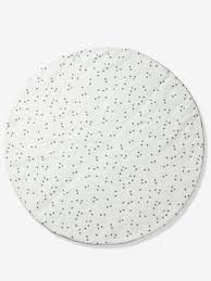 Tapis De Sol Rond Pour Tipi Blanc Moutarde Imprime Vertbaudet