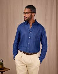 Linen Shirt Long Sleeve - Atlantic | Joseph Turner