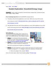 The household energy usage gizmo™ allows you to compare the energy used by different appliances in the home. House Hold Energy Gizmo Name Date Student Exploration Household Energy Usage Vocabulary Current Energy Consumption Fluorescent Lamp Halogen Lamp Course Hero