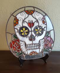 Sugar skulls or calavera are decorative or edible skulls made usually by hand from either sugar or clay which are used in the mexican celebration of the day of the dead (día de los muertos) and the roman catholic holiday all souls' day (citation from calavera wikipedia article). Digital Stained Glass Pattern Dia De Los Muertos Sugar Skull Etsy