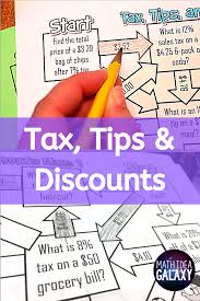 Tax Tips Discounts Math Activity Math Games Middle School Maths Activities Middle School Middle School Math