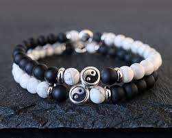 Black And White Relationship Bracelets Couple Bracelet His And Her Bracelet Set Yin Yang Bracelet Black And White Bracelet Hematite White Howlite Harmony And Protection Bracelet Bijuterii Accesorii și Brățări