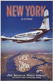 Afiche De Pan Am Anunciando El Destino Nueva York Avion Clipper Vintage Airline Posters Vintage Travel Posters Travel Ads