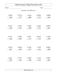 The 4 Digit Minus 3 Digit Subtraction With Comma Separated Thousands A Math Worksheet From The Subtraction Subtraction Worksheets Math Worksheets Subtraction