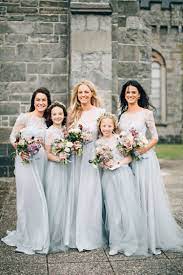 A Wedding Inspired By The Coast Of Ireland Light Grey Bridesmaid Dresses Long Bridesmaid Dresses Blue Bridesmaid Dresses