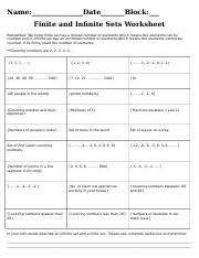 Learn about definite, indefinite sets definition, properties along with solved. 01 Finite And Infinite Worksheet 1 Name Date Block Finite And Infinite Sets Worksheet Remember We Know Finite Set Has A Limited Number Of Course Hero