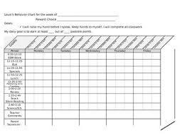 Weekly Behavior Chart With Three Goals