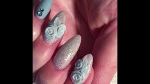 Güzellik, kozmetik ve kişisel bakım. Pastel Blue And Silver Acrylic Nails With 3d Roses Youtube