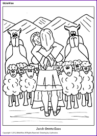 God esau jacob hunter church kids faith childrens coloring book character artwork. Coloring Jacob Greets Esau Kids Korner Biblewise