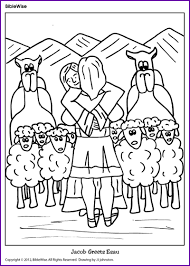 Bible coloring pages color jacob and esau bible story sheet printable 2021 0964 coloring4free. Coloring Jacob Greets Esau Kids Korner Biblewise