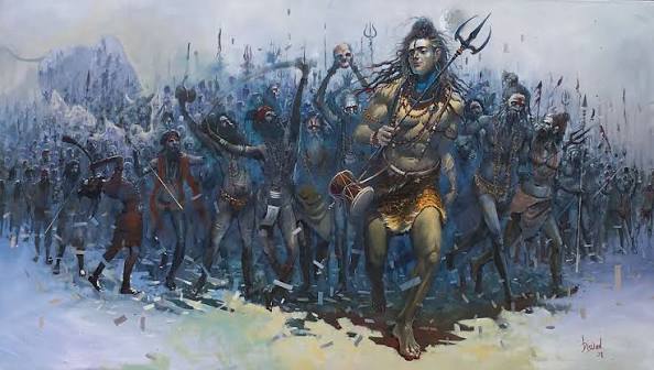 शिव शम्भु की बारात SHIV JI KI BARAAT #acrylicpainting #shiva #mahakal #biswaalart #bigcanvas #hinduism #religiousart #realism #characterdesign #storytelling #mythology #indianartist #cult #cultura #