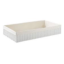 You can select one of black and dusty blue. White Montauk Underbed Storage Bins The Container Store