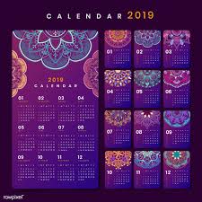 Mandala Calendar 2019 Vector Posters Set Free Image By Rawpixel Com Ningzk V Calendar 2019 Vector Vector Free Calendar Design