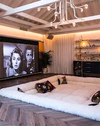 Modern home theater room interior with flat screen tv. Interior Obsession How To Create The Ultimate Modern Home Theater Experience