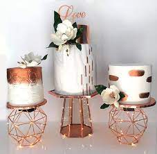 Rose Gold Marble Wedding Cake Ensemble Rose Gold Wedding Cakes Gold Wedding Cake Wedding Cake Stands
